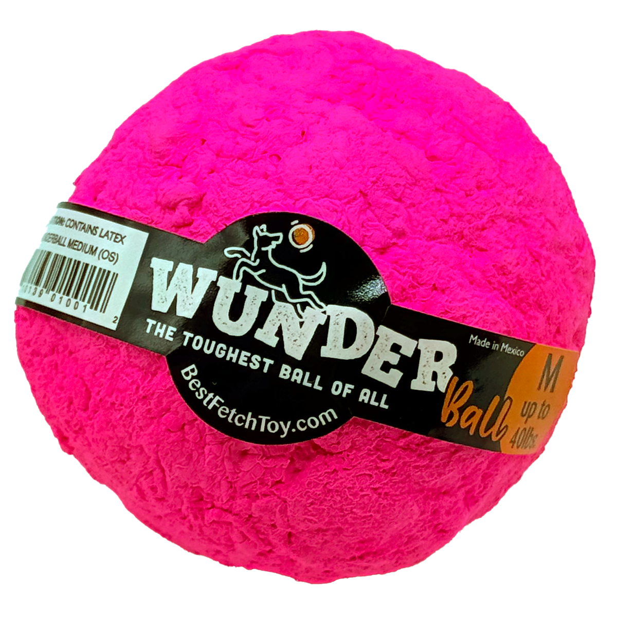 WUNDERball Medium in pink, with the label band marked M, up to 40 lbs
