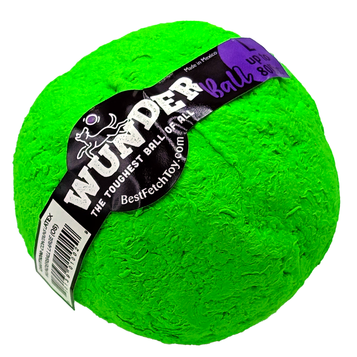 WUNDERball Large in green, with the label band marked L, up to 80 lbs