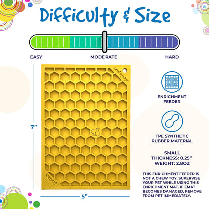 SodaPup Honeycomb eMat size chart for the Small mat, 7 by 5 inches and 0.25 inch thick
