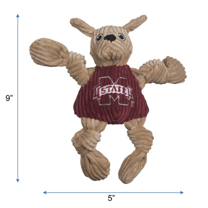 Bully Knottie dog toy, Small size with measurement lines: 9 inches tall and 5 inches wide