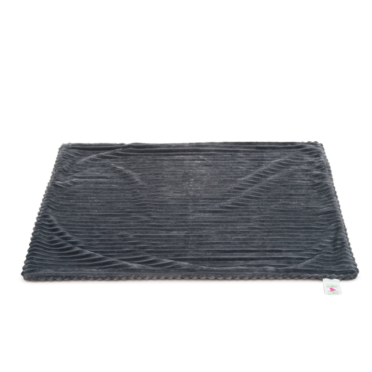 Steel blue Scout Blankie laid flat, full view of the ribbed corduroy plush dog blanket