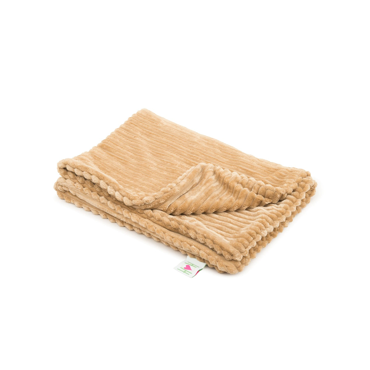 Khaki Scout Blankie folded with one corner turned back, showing the wide-wale corduroy plush on both sides