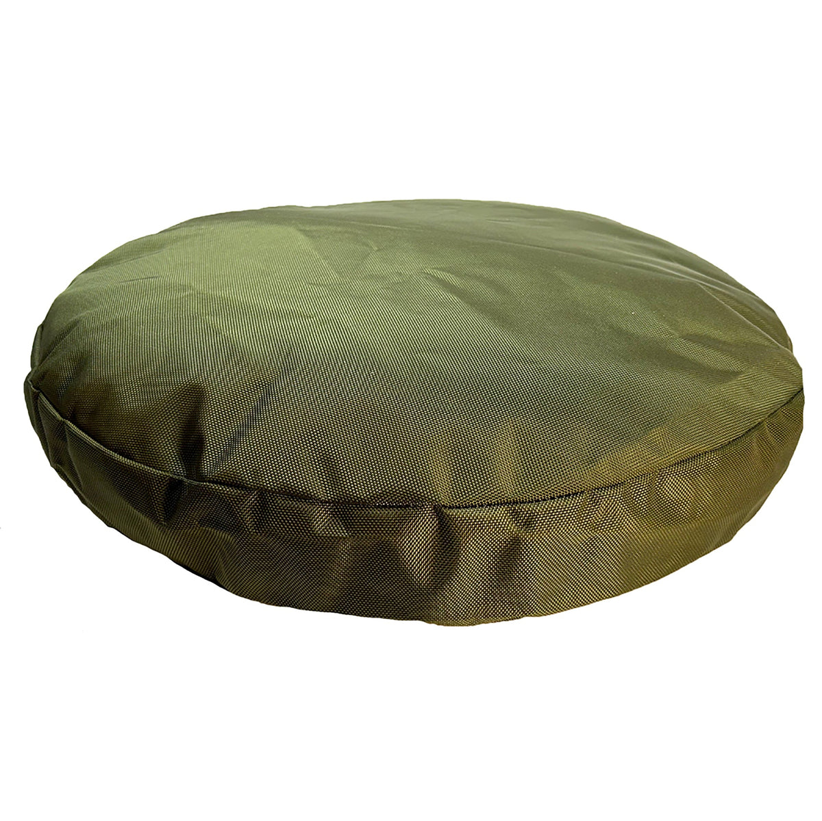 Round Armor round dog bed in olive green, side view