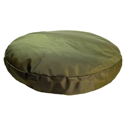 Round Armor round dog bed in olive green, side view
