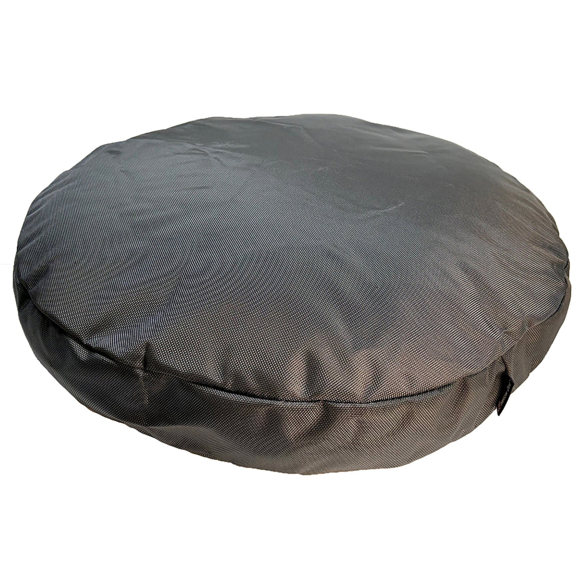Round Armor round dog bed in charcoal gray, side view