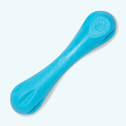 Large Hurley dog bone in aqua blue, laid diagonally, top view