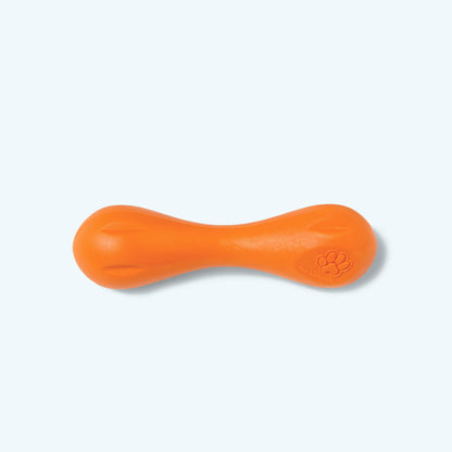 XS Hurley chew bone in tangerine, side view of the compact size for toy and small breeds