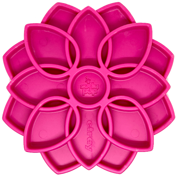 SodaPup Mandala eTray in pink, top view showing the petal pockets and center well