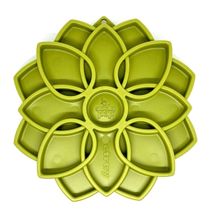 SodaPup Mandala eTray in green, top view showing the petal pockets and hanging tab
