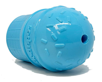 Ice Cream Cone treat dispenser lying on its side, showing the sprinkle-topped scoop and a small hole at its tip