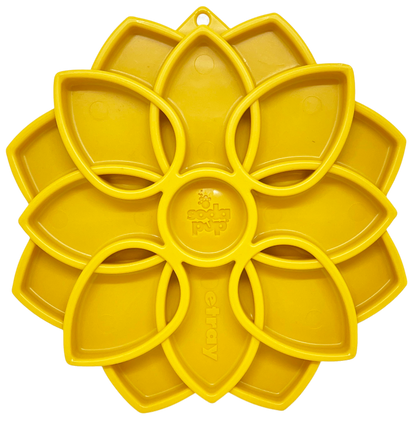 SodaPup Mandala eTray in yellow, top view showing the petal pockets and center well