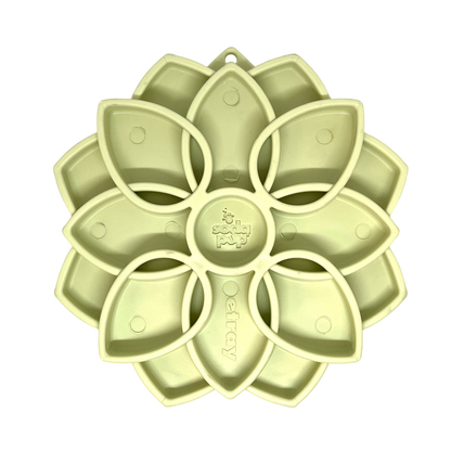 SodaPup Mandala Softie eTray in pastel green, top view of the empty petal-shaped wells