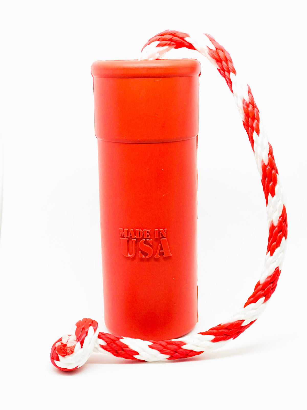 SodaPup USA-K9 Firecracker Floating Dummy standing upright, back view with the embossed Made in USA mark