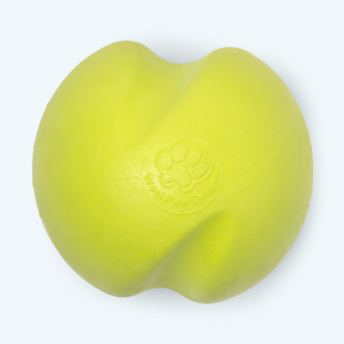Granny smith green Jive ball, straight-on close-up of the deep curved grooves