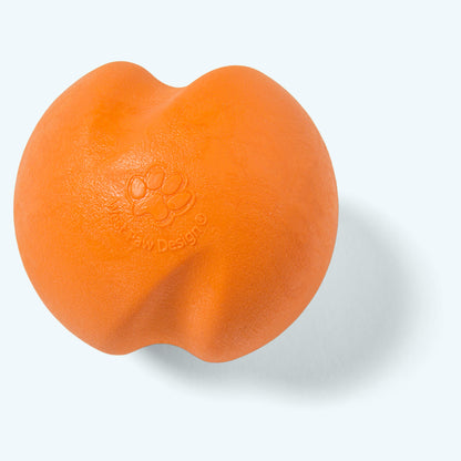 Tangerine Jive ball, close angled view of the twisting groove across the top