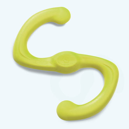 Large Bumi tug toy in granny smith green, top view