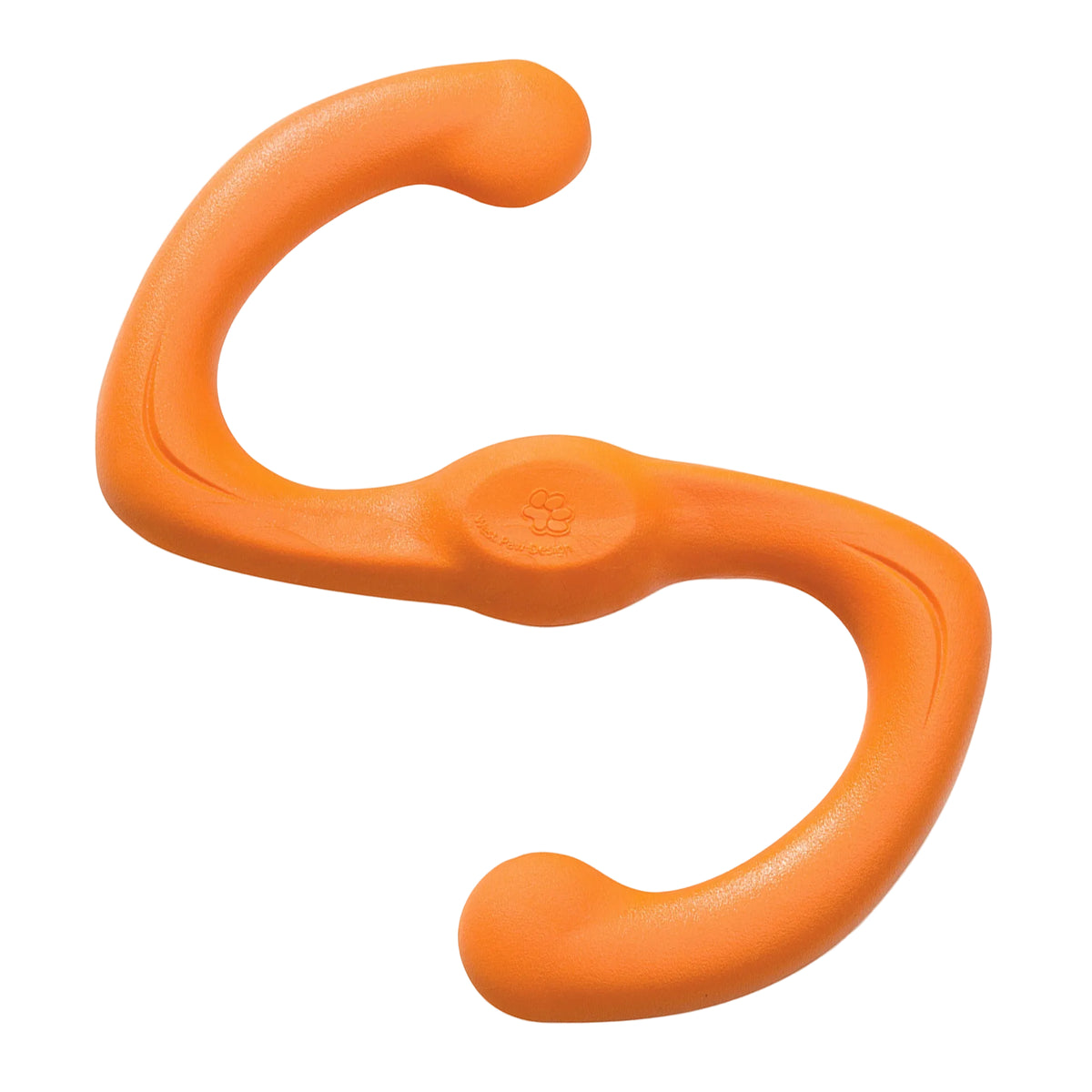 West Paw Bumi stretchy tug toy in tangerine, Large size, top view of the S shape