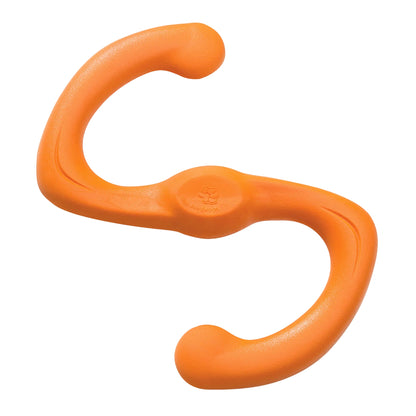 West Paw Bumi stretchy tug toy in tangerine, Large size, top view of the S shape