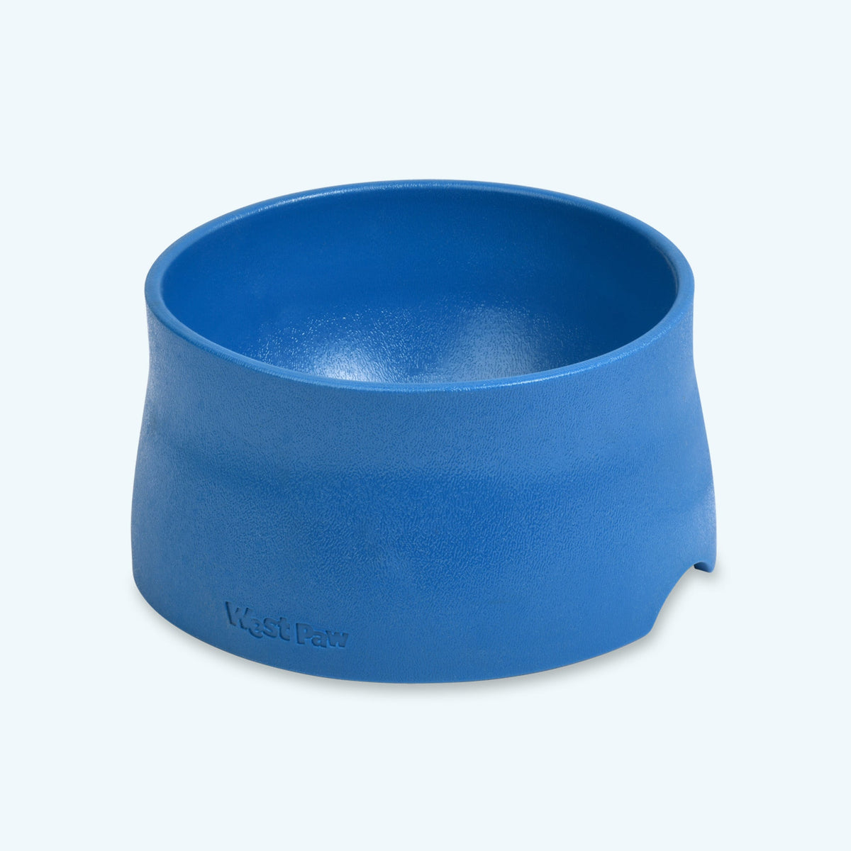 West Paw Non-Slip Bowl in marine blue, side view showing the flared base and textured finish
