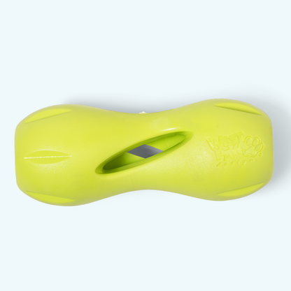 Large Qwizl treat holder in granny smith green, top view