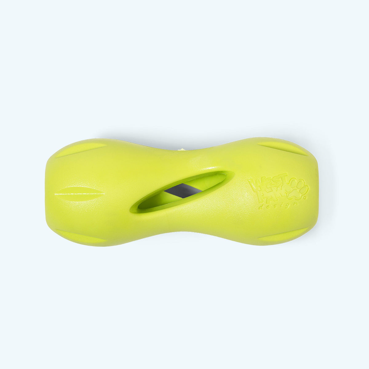 Small Qwizl treat holder in granny smith green, top view