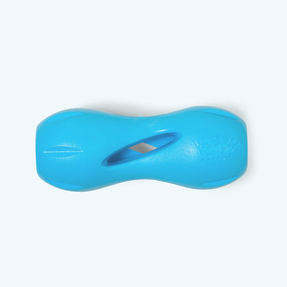 Small Qwizl treat holder in aqua blue, top view