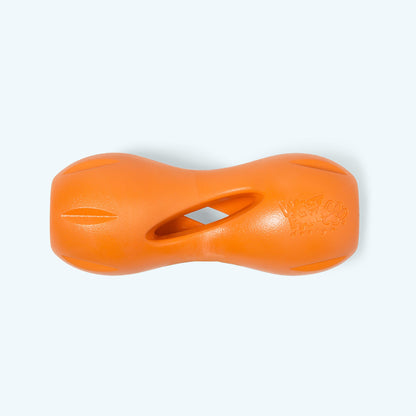 Small Qwizl treat holder in tangerine, top view