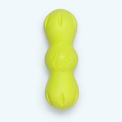 Rumpus chew toy in granny smith green, Medium size, top view of the textured lobes