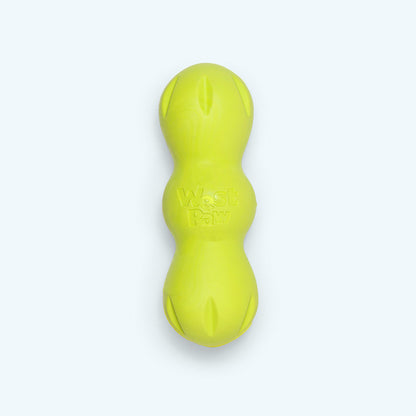 Rumpus chew toy in granny smith green, Small size, top view with the West Paw logo