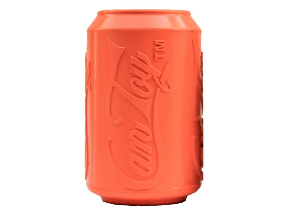 SodaPup Can Toy treat dispenser in orange rubber, front view