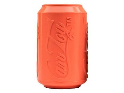 SodaPup Can Toy treat dispenser in orange rubber, front view