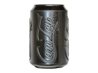 SodaPup Magnum Can Toy in black, straight-on front view against a white background