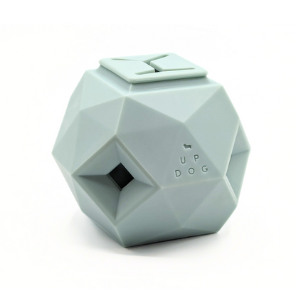 Up Dog Odin Treat Puzzle Ball in mint green, angled view on a white background