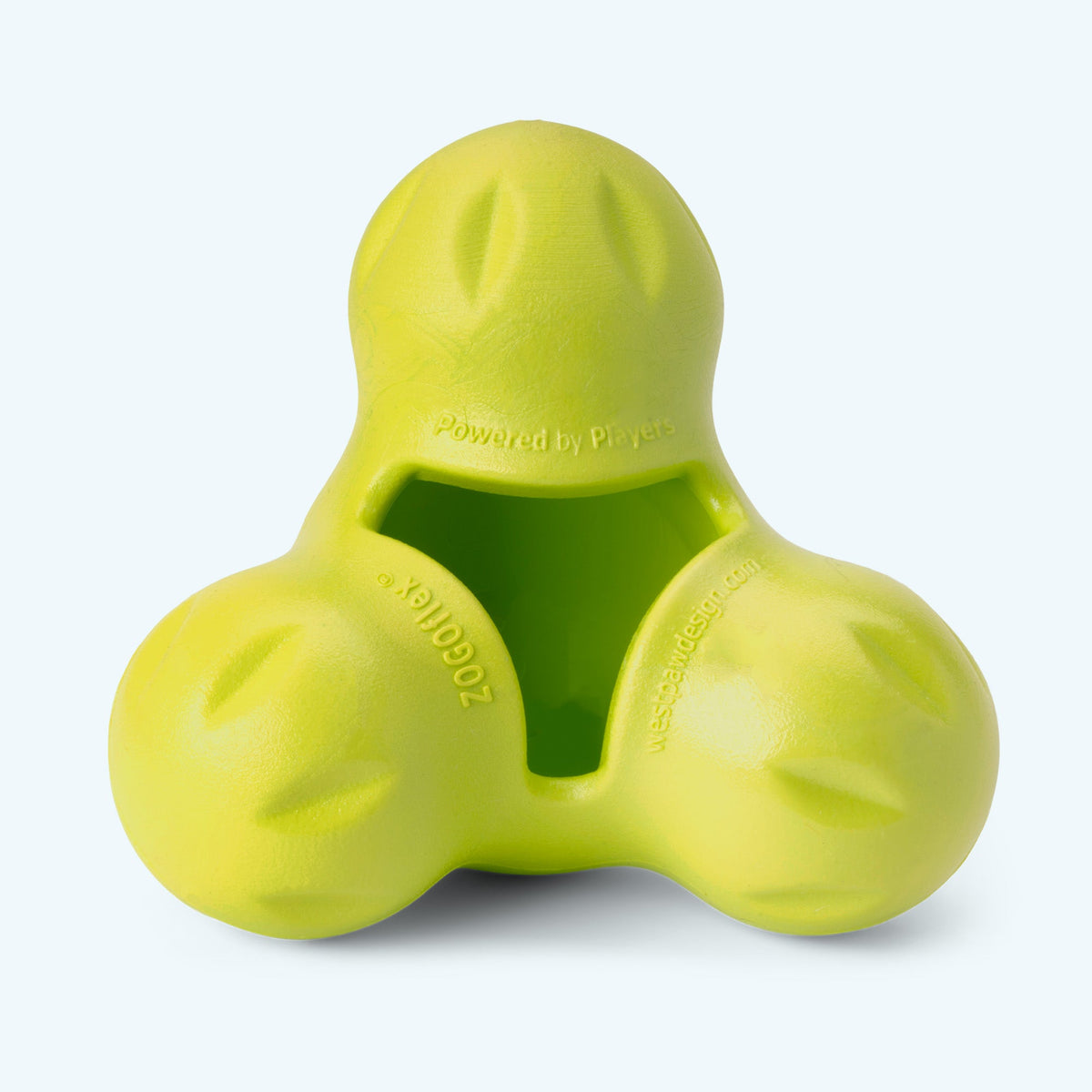 Tux treat toy in granny smith green, Large size, front view of the empty center pocket