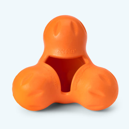 Tux treat toy in tangerine, Large size, front view looking into the center pocket