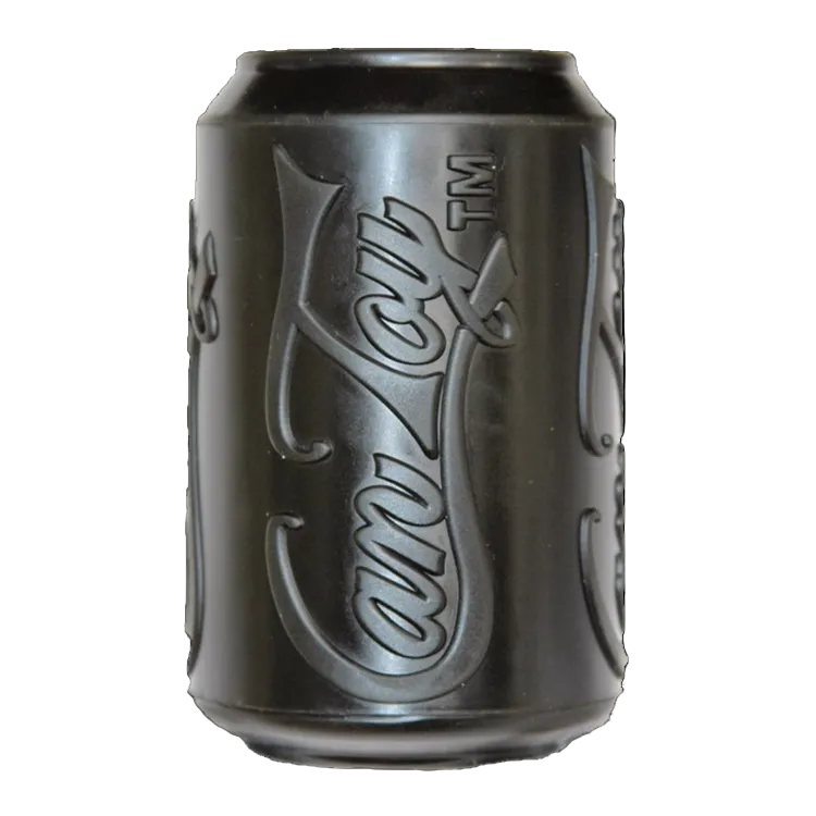 SodaPup Magnum Can Toy in black rubber, front view showing the embossed Can Toy lettering