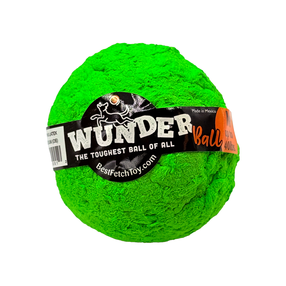 Bright green WUNDERball in Medium, shown smaller on a white background with the orange M tab