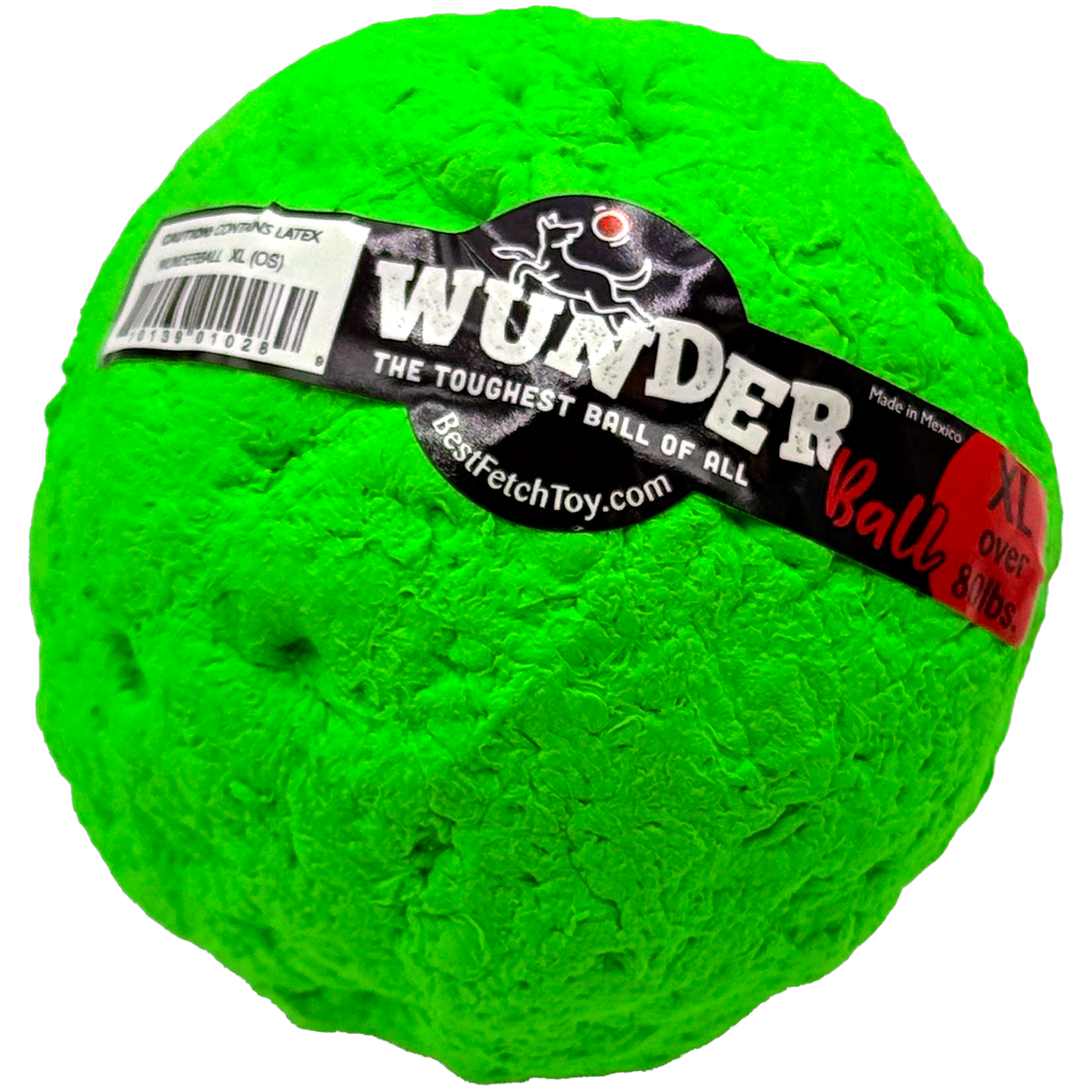 Bright green WUNDERball in XL, label band tilted across the top of the ball