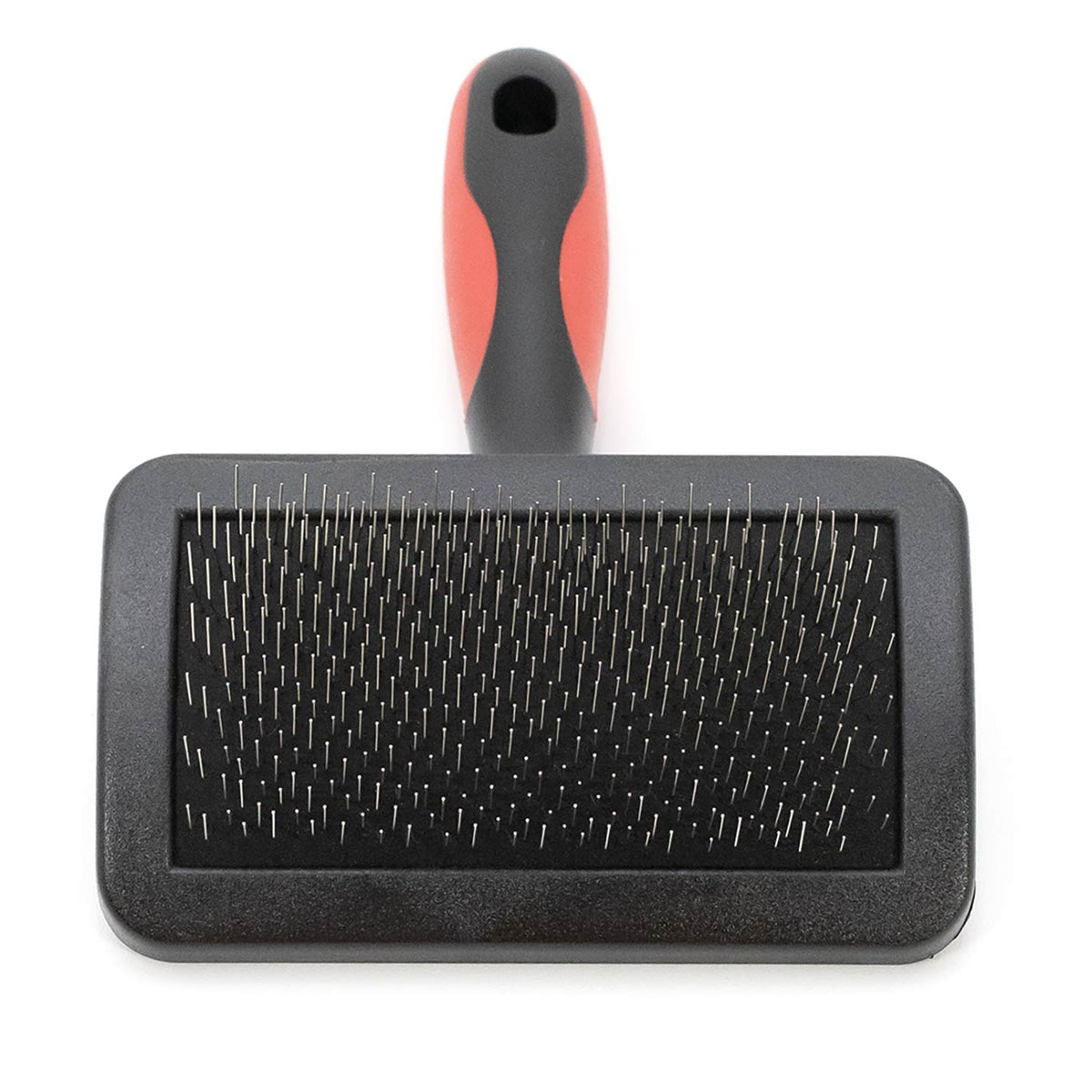 Jeffers slicker brush face-on, showing the rectangular pad of long and short wire pins