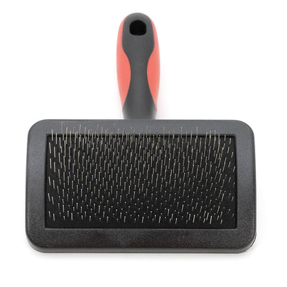Jeffers slicker brush face-on, showing the rectangular pad of long and short wire pins