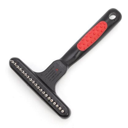 Jeffers Magic Spring undercoat rake, 20-pin single row with a wider head, black with red grip