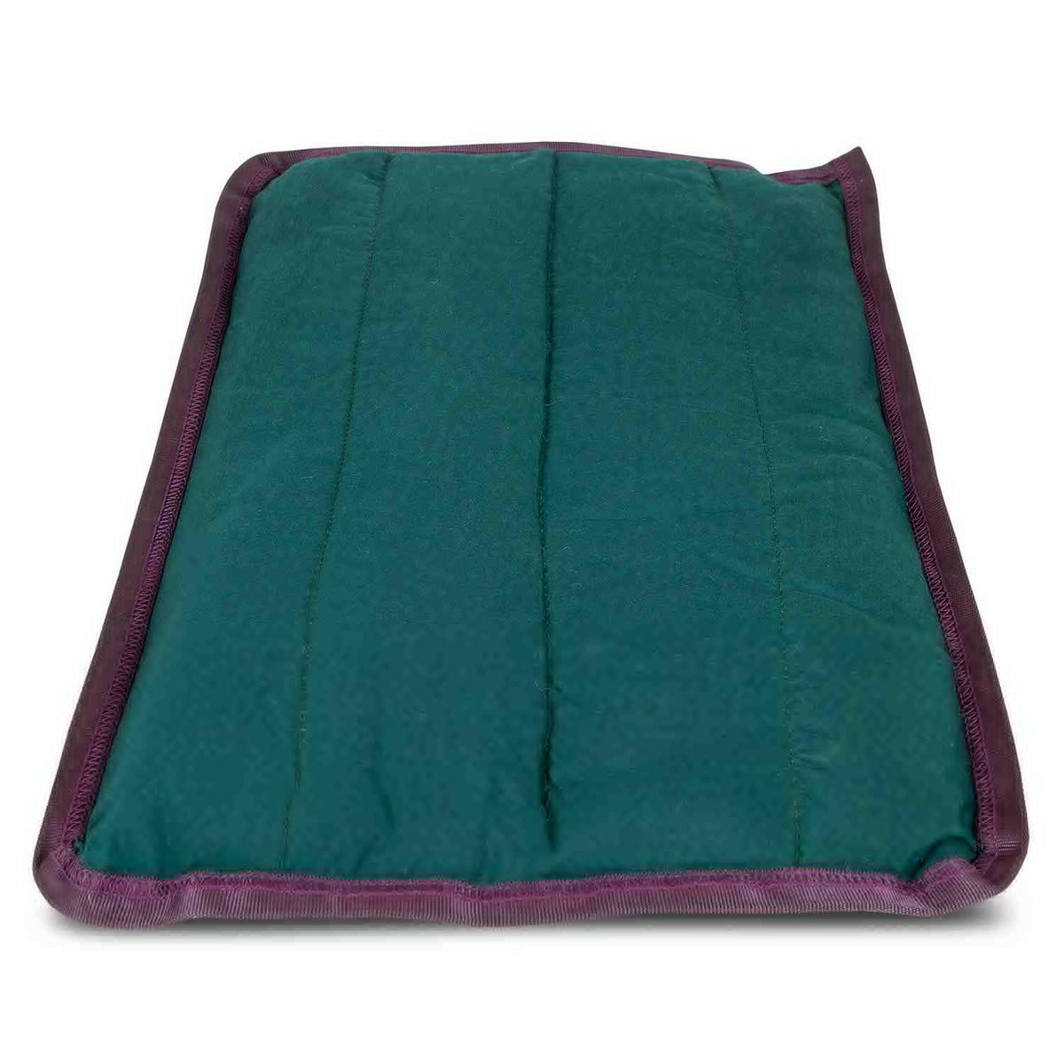 Dark green Jeffers washable crate pad on its own, angled view showing the quilted channels