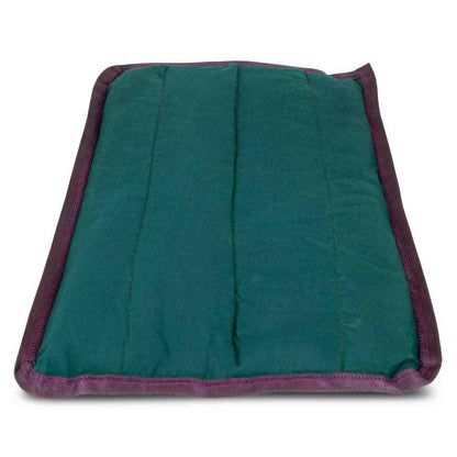Dark green Jeffers washable crate pad on its own, angled view showing the quilted channels