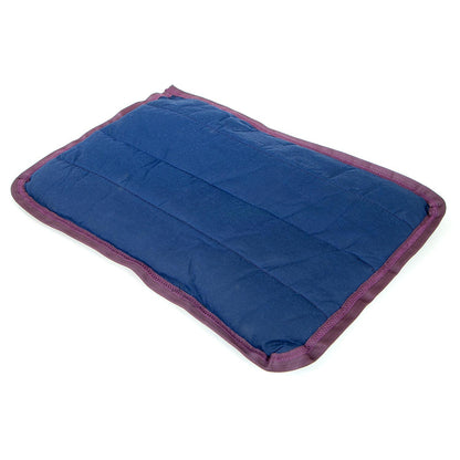 Navy blue Jeffers washable crate pad, angled view on a white background