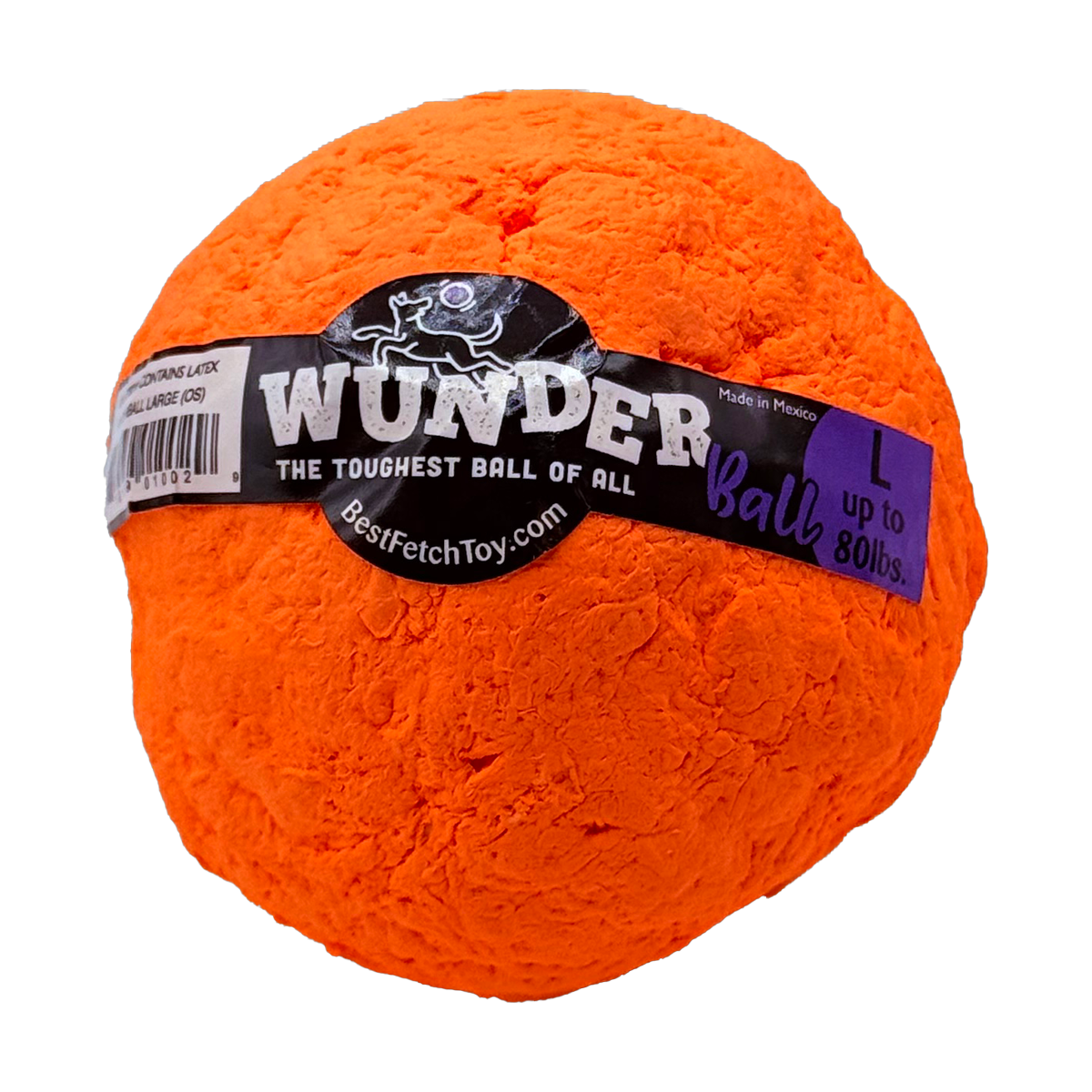 Orange WUNDERball in Large, turned slightly to show the lumpy, irregular shape