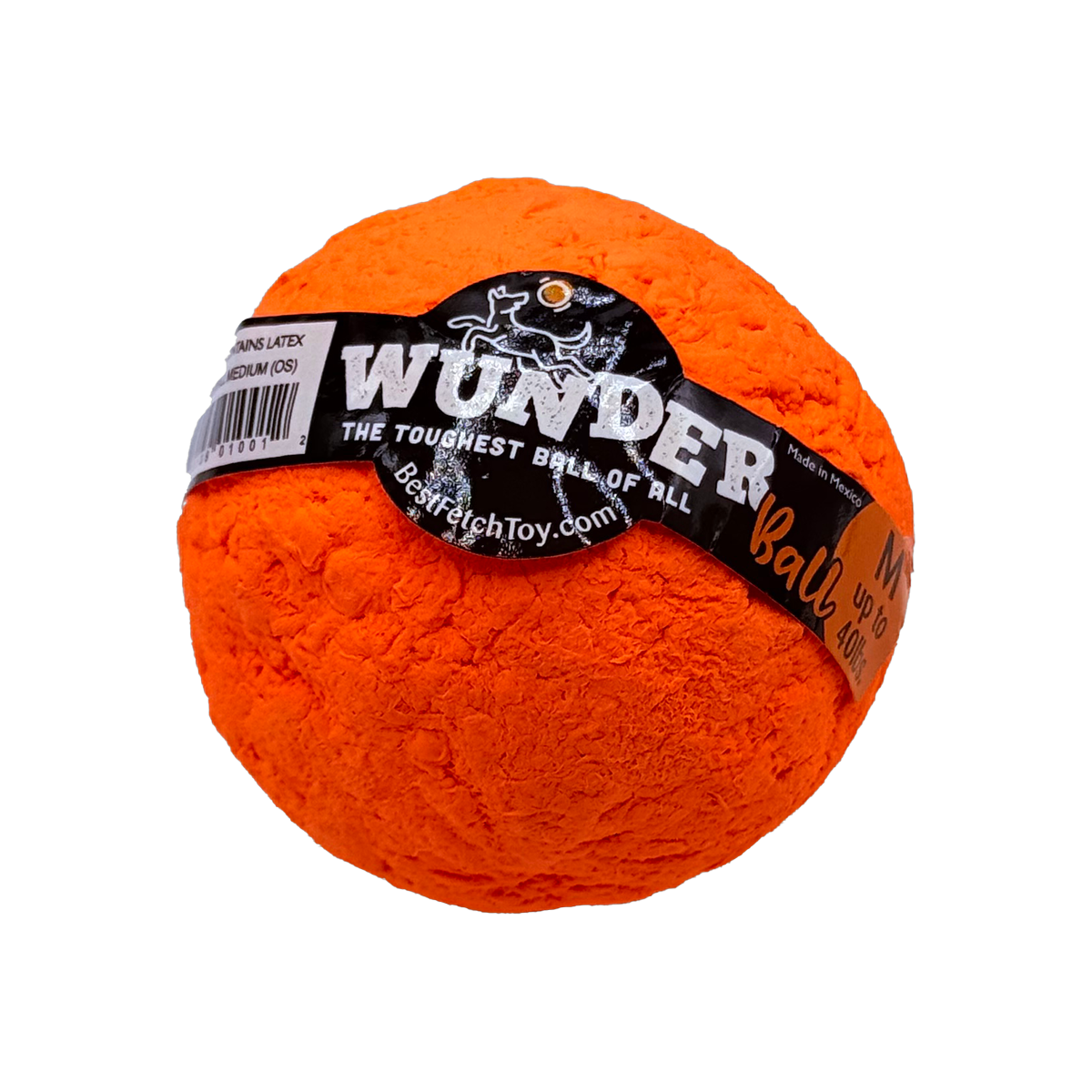 Orange WUNDERball in Medium, shown smaller on a white background with the M size tab on the label