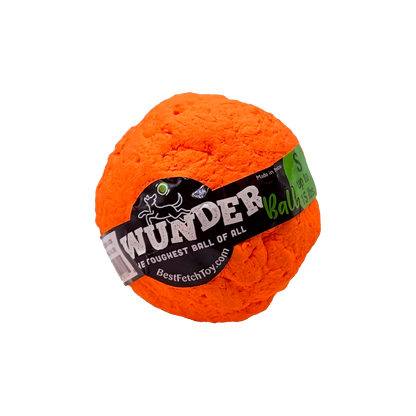Orange WUNDERball in Small, shown small on a white background with the S size tab on the label