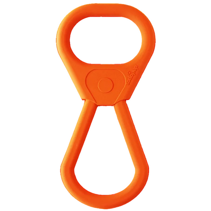 SodaPup Pop Top Rubber Tug Toy in orange, full front view of the soda can pull-tab shape with two handles