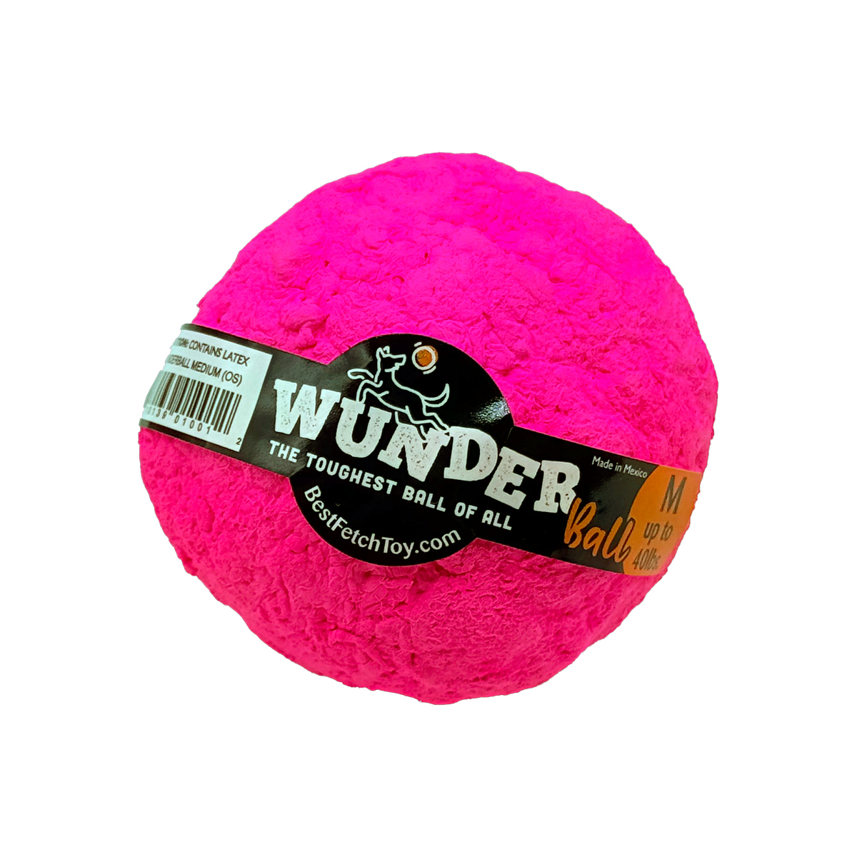 Hot pink WUNDERball in Medium, shown smaller on a white background with the orange M tab