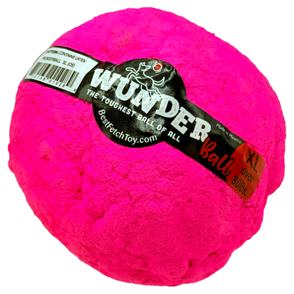 Hot pink WUNDERball in XL, label band running diagonally across the ball